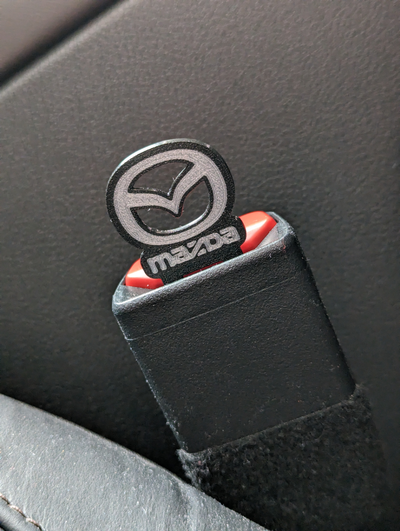 mazda car seat buckle mini size remixed by z3dartandtech hobby & diy vehicles beltbuckle multicolor belt silencer 3d print model - Mito3D
