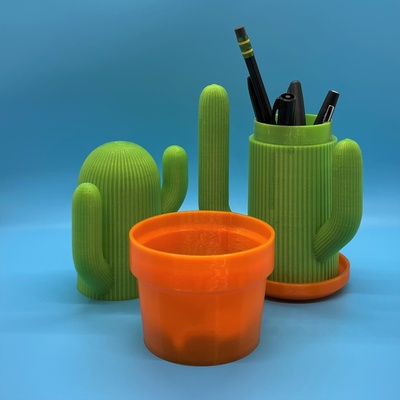 cactus caddie by cmdesigns casa decoración organizador oficina escritorio organización equipo hogar maceta suministros organizacion oficinaestacionaria 3d print model - Mito3D