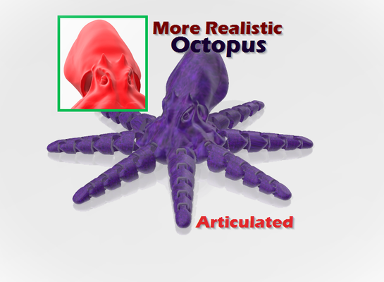 realistic octopus remixed by bambam design miniatures animals articulated articulate flex flexianimal 3d print model - Mito3D