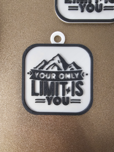motivation keychain limit is by geeklabs art coin & badges quote motivational key tag badge mountains power work 3d print model - Mito3D