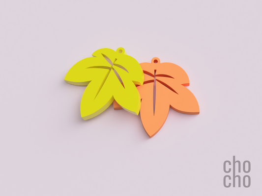 leaf collection earring 3 by chocho fashion jewelry keychain necklace ornament keyring christmas ring 3d print model - Mito3D