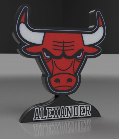 custom bulls samelayer lamp by alexandre paixao household decor chicagobulls nba buffalo lighting ledlamp 3d print model - Mito3D