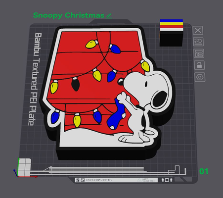 snoopy decorating christmas light box by wizard7741 art 2d peanuts holiday decoration 3d print model - Mito3D