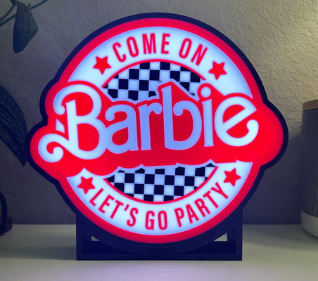 barbie party light box by dadhacks art signs & logos come on go led birthday bluetooth sign doll girl 3d print model - Mito3D