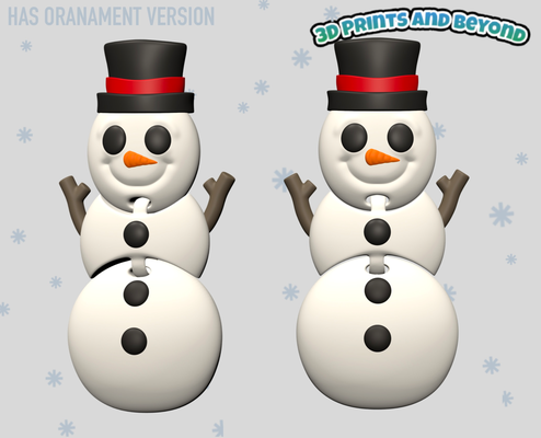 flexi schneemann by crazycoolprints3d haushalt feierlichkeiten feiertage schnee weihnachten x1c a1 p1 p1p bambu ams multi farbe cool spaß herausforderung festlich dekor mmu 3d print model - Mito3D