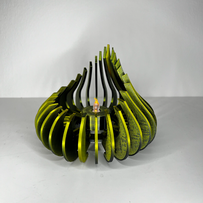 green vortex - tea light holder lamp by covic 3d household decor covic3d tealight home homedecor 3d print model - Mito3D