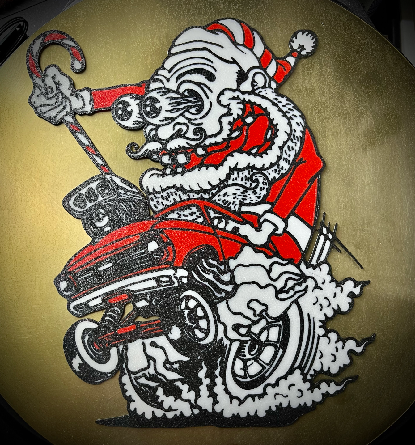 rat fink style santa by wagzprintz art 2d wagz ratfink hotrod gasser christmas garage mancave 3D print model - Mito3D