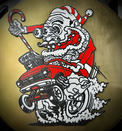 rat fink style santa by wagzprintz art 2d wagz ratfink hotrod gasser christmas garage mancave 3d print model - Mito3D