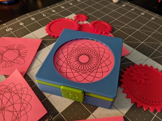 portable hypocycloid drawing kit by kriswillcode toys & games toy art gears fun pocket travel cog postit creative thingiverse 3d print model - Mito3D