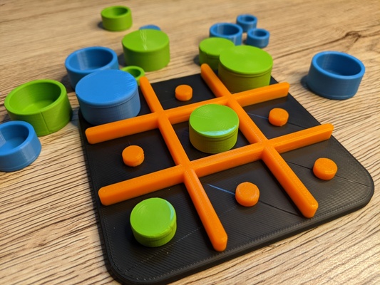 tic-tac-cap a game of stacking stealing by kriswillcode toys & games board toy puzzle fun boardgame easyprint tictactoe 3d print model - Mito3D