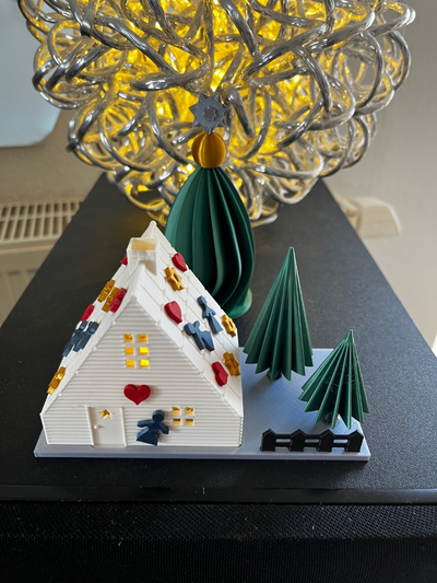 gingerbread house extension remixed by xsdiver miniatures architecture xmas christmas chrismas 2023 lights illuminated tiny 3d print model - Mito3D