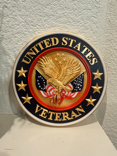 united states veteran coin - colored remixed by forcealmighty art & badges unitedstates painted 3mf 3d print model - Mito3D