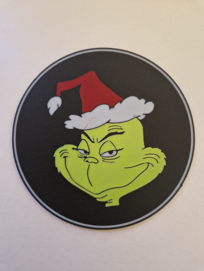 grinch coaster by 3dgiftsbe art coin & badges 3d print model - Mito3D