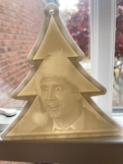 christmas vacation lithophane ornament window decoration by 3d prints week household festivities chevychase collection funny silly movie tv holiday festive gift easy fast contest 3d print model - Mito3D