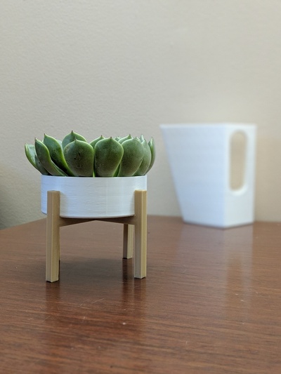 mid century modern - small planter by prestige prototype household decor classic design flower house minimalist plant pot vase wood 3d print model - Mito3D