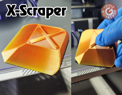 compact x-scraper by triplegworkshop tools print bed cleaning scraper safe clean sheet printbed surface printerupgrades bedscraper scrapertool 3d print model - Mito3D