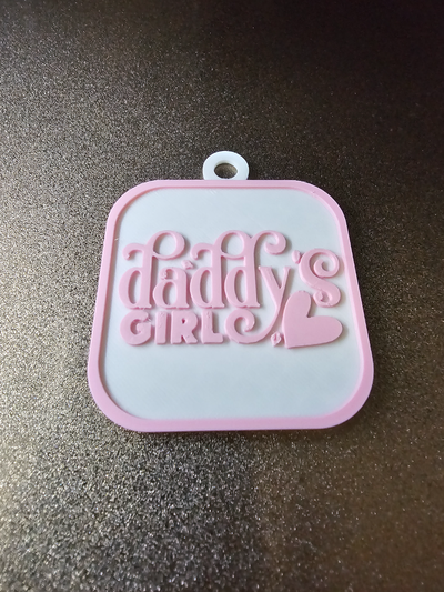 daddy's girl keychain by geeklabs art signs & logos dad daddy cute daughter lovely love bond family key happy happiness 3d print model - Mito3D