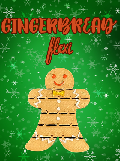 gingerbread man flexi by pink 3dp toys & games toy christmas fidget gingerbreadman 3d print model - Mito3D