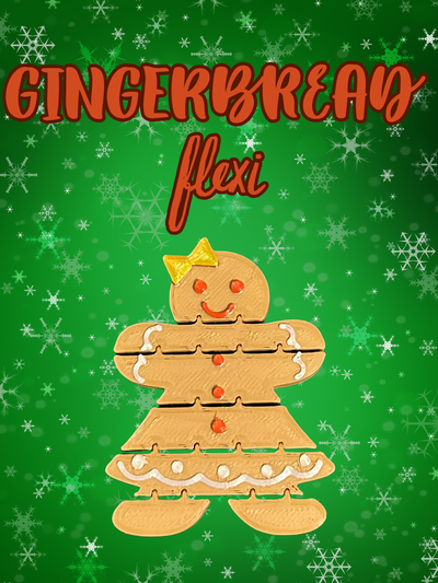 gingerbread woman flexi by pink 3dp toys & games toy christmas fidget gingerbreadwoman 3d print model - Mito3D