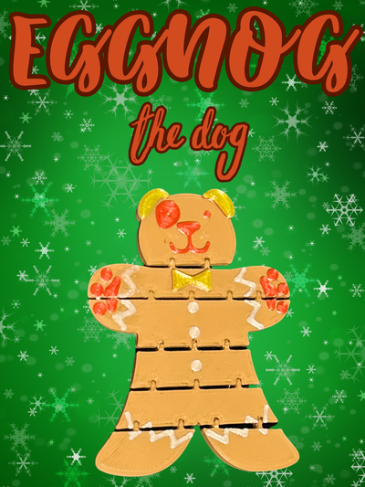 eggnog dog by pink 3dp toys & games toy christmas fidget flexi gingerbread 3d print model - Mito3D