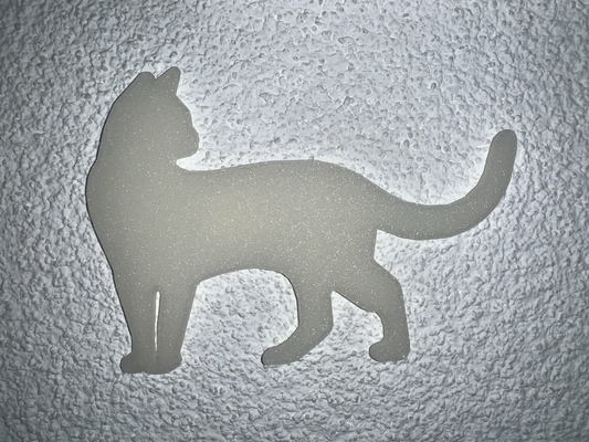 cat shape - badge sticker glow in dark by 3dprintcraft miniatures animals pets animal 3d print model - Mito3D