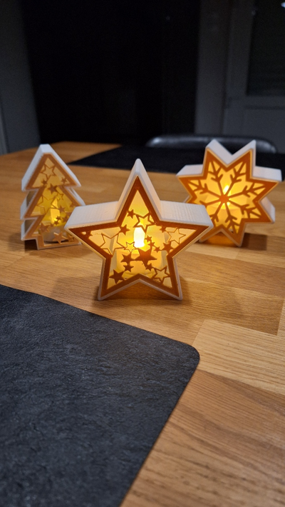 christmas 5 point star no support print by mick23 household decor 2023 lights light box bambu bambulab p1 p1p x1 x1c carbon lab p1s a1 mini ams printer 3d tree decoration noel kerstmis led candle quick quickprint 3d print model - Mito3D