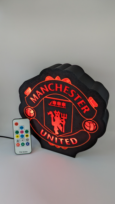 manchester unito lightbox by tazza baffi domestico arredamento luce scatola scatole sostenitore calcio 3d print model - Mito3D