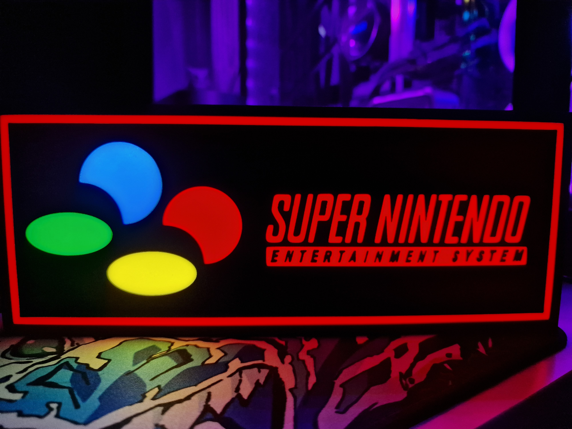 super nintendo logo lightbox led lamp by nico91 art signs & logos light box 3D print model - Mito3D