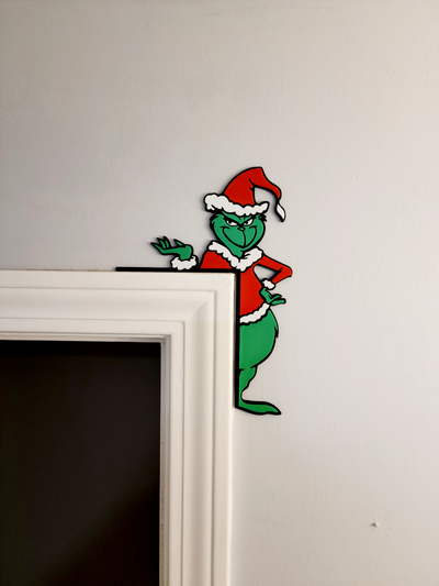 standing grinch door corner by deepsouth3dprints household decor grinchmas christmas merry 3d print model - Mito3D