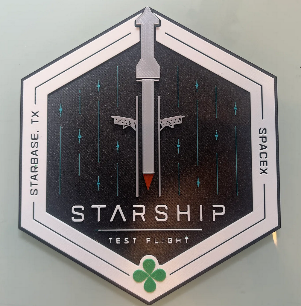 starship test flight mission patch by jdubya7 art 2d spacex space shuttle logo 3D print model - Mito3D