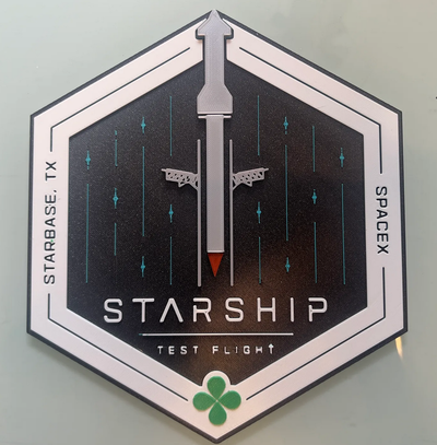 starship test flight mission patch by jdubya7 art 2d spacex space shuttle logo 3d print model - Mito3D