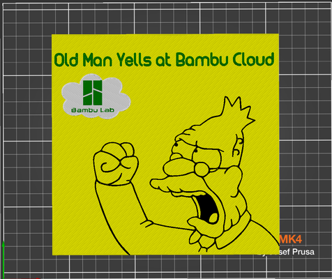 vecchio uomo urla at bambu nube ams mmu remixato by jdubya7 arte segni loghi prusa 3d print model - Mito3D