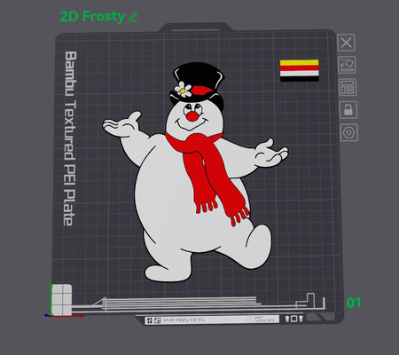 2d gelido pupazzo neve by wizard7741 arte natale 3d print model - Mito3D