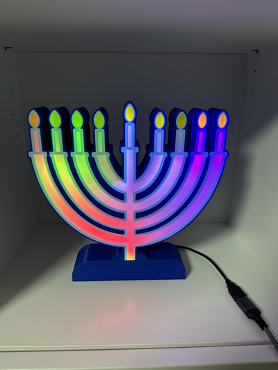 menorá ligero caja hanukkah by stevesdesigns casa decoración fiesta cajas led janucá judío 3d print model - Mito3D