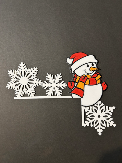 christmas decoration corner of door snowman-snowflakes by slowpoke's workshop household decor deccoration multi color kids fun snowman snowflakes ams 3d print model - Mito3D