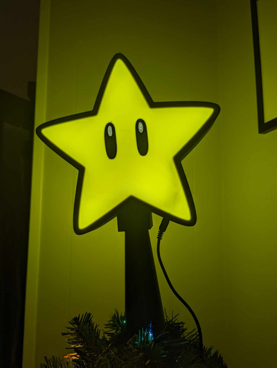 mario star noel ağaç topper by tomf00lry sanat işaretler logolar video oyun dekorasyon ışık kutu güzel süper parçalamak kardeşler luigi prenses şeftali ışıklar led tatil 2023 3d print model - Mito3D
