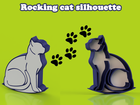 rocking cat silhouette by forest87 household decor rockingcat pet cute cuteanimal desk toy 3d print model - Mito3D