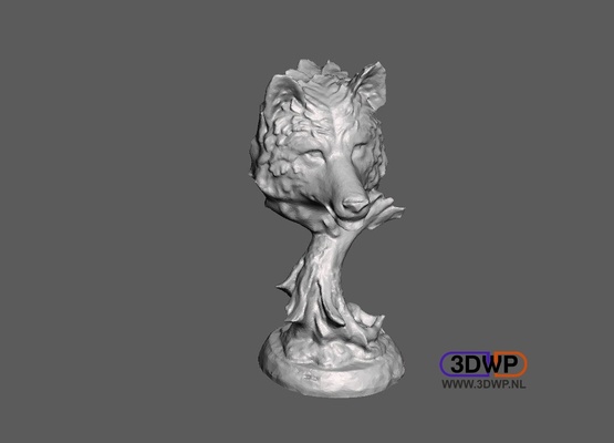 lobo cabeça 3d varredura by 3dwp nl arte esculturas 123d 123dcatch 3dscan animal fracasso meshmixer escultura estátua lobo 3d print model - Mito3D