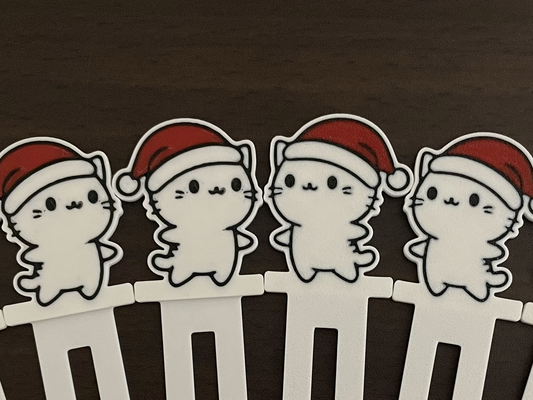 navidad gato marcador by correo iou casa festividades 2023 regalo libro papa noel claus tarjeta 3d print model - Mito3D