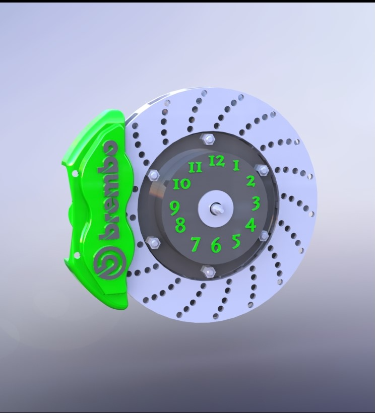 brake disc wall clock by mattia01 household decor brembo car engine 3D print model - Mito3D