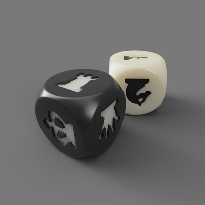 chess dice by rky91 toys & games game bishop knight rook king queen roll board tabletop design 3d print model - Mito3D