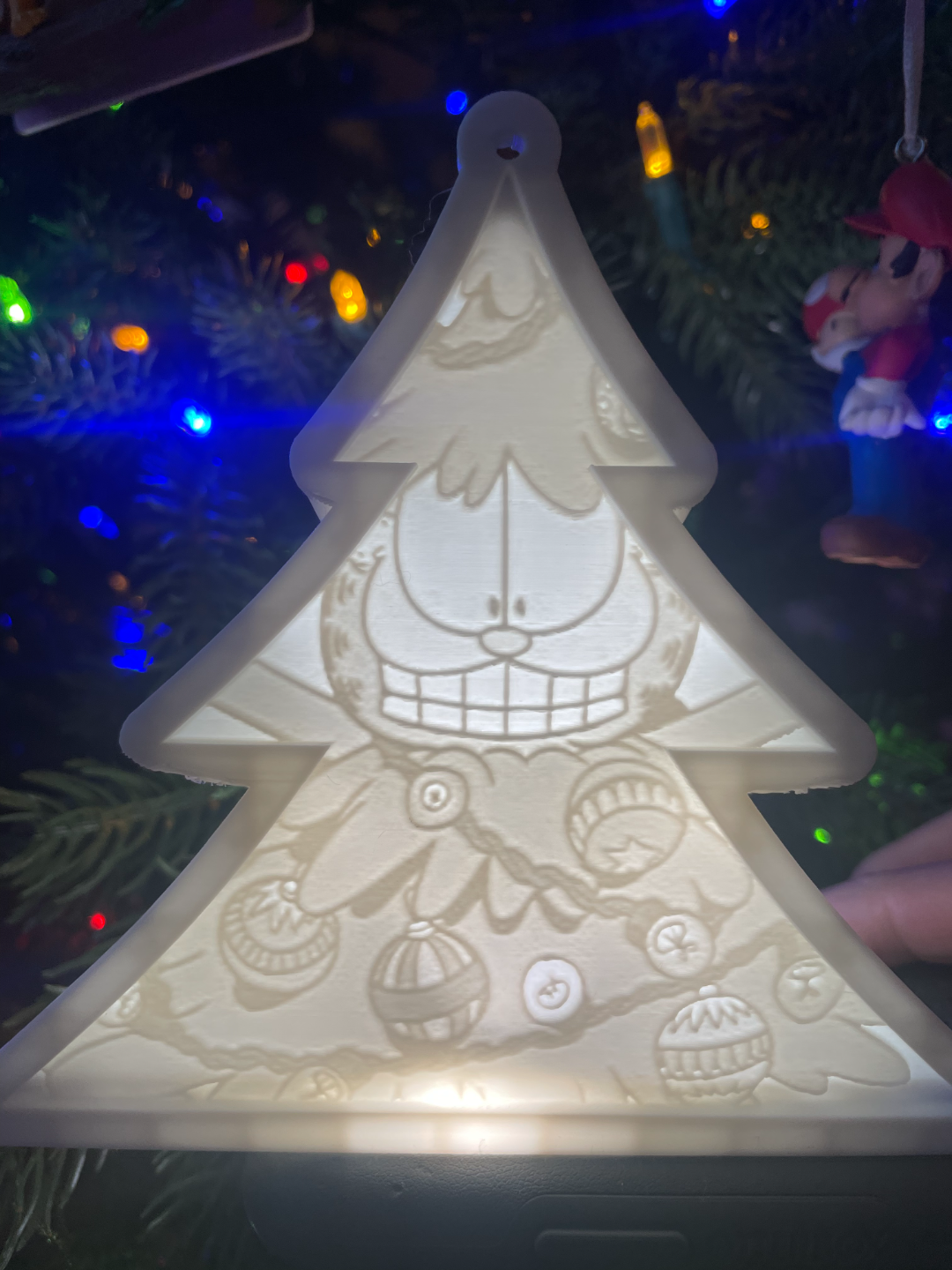 garfield natal enfeite litofano decoração by 3d estampas semana casa festividades feriado engraçado gato quadrinho desenho animado crianças presente lito luz boba 3D print model - Mito3D