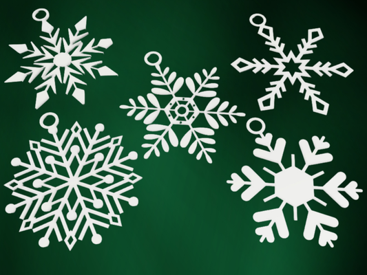 snowflakes weihnachten baum ornamente by herr jay haushalt feierlichkeiten schneeflocke schnee dekoration urlaub geschenk winter window anhänger 3d print model - Mito3D