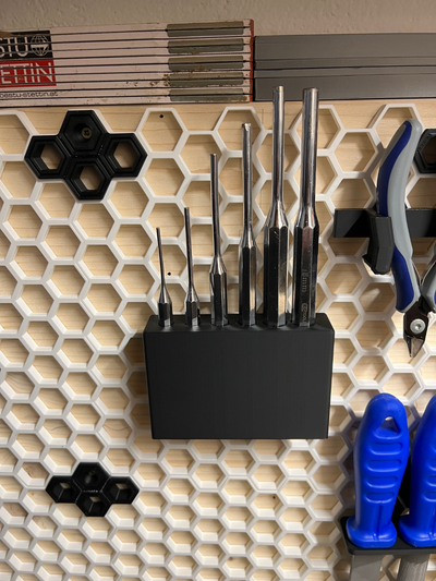 hsw pin punch set remixed by mr grizzl tools organizers holder halter hswholder honeycomb wall aufbewahrung 3d print model - Mito3D