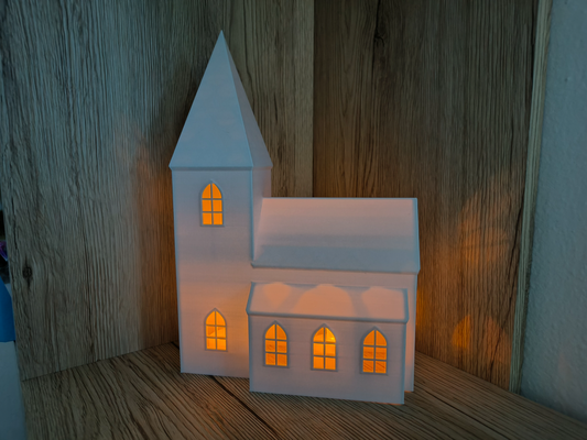 church v2 by abonnieren haushalt dekor kirche weihnachten gebäude haus licht 3d print model - Mito3D