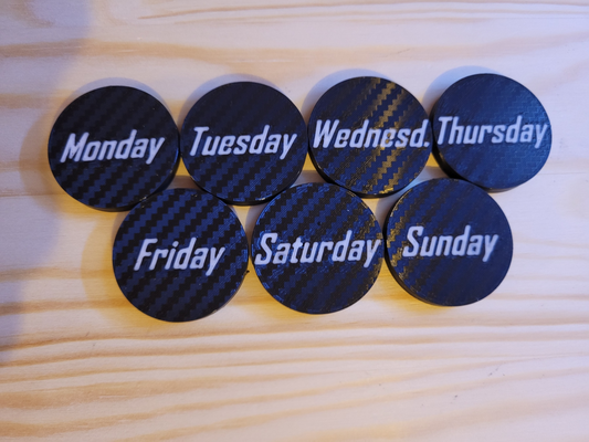 fridge magnets weekdays by savo3d household office magnet sign weekday planer remember 3d print model - Mito3D