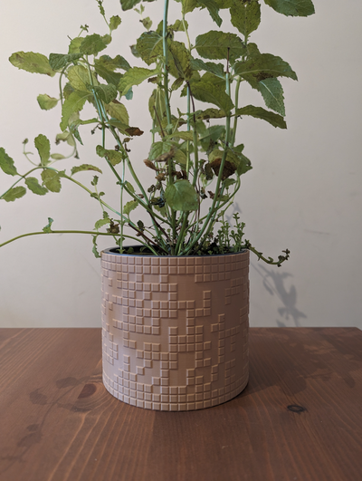 pixel plant pot v2 by iskimo household decor vase 3d print model - Mito3D
