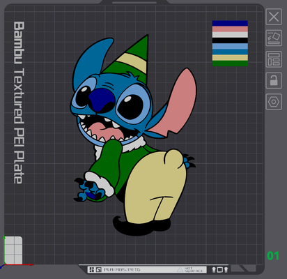 stitch in elf costume version 2 8 colors wall art by angry mammoth 2d christmas 3d print model - Mito3D