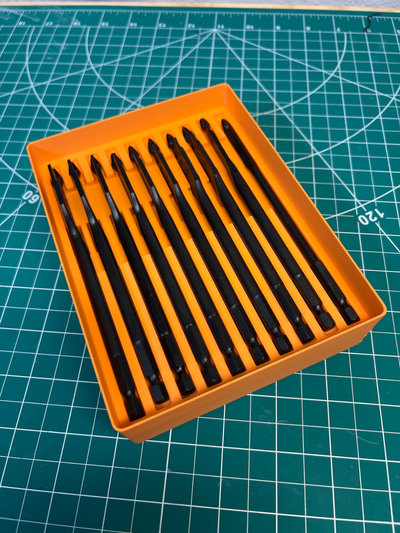 gridfinity spaten bits halter unterstützung 10 stck neu gemischt by langgestelle labore werkzeuge veranstalter bisschen spadebit 3d print model - Mito3D