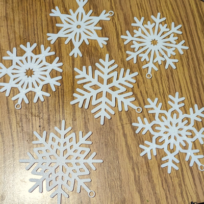 schneeflocke ornament sammlung 6 snowflakes druckt schnell by omegapunkt haushalt dekor weihnachten winter 3d print model - Mito3D